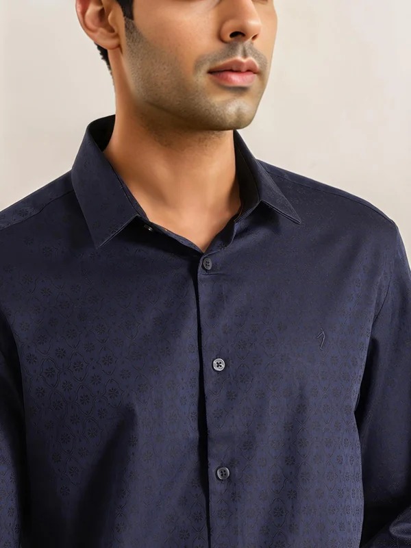 Indian Terrain Men All Over Print Dark Blue Shirt